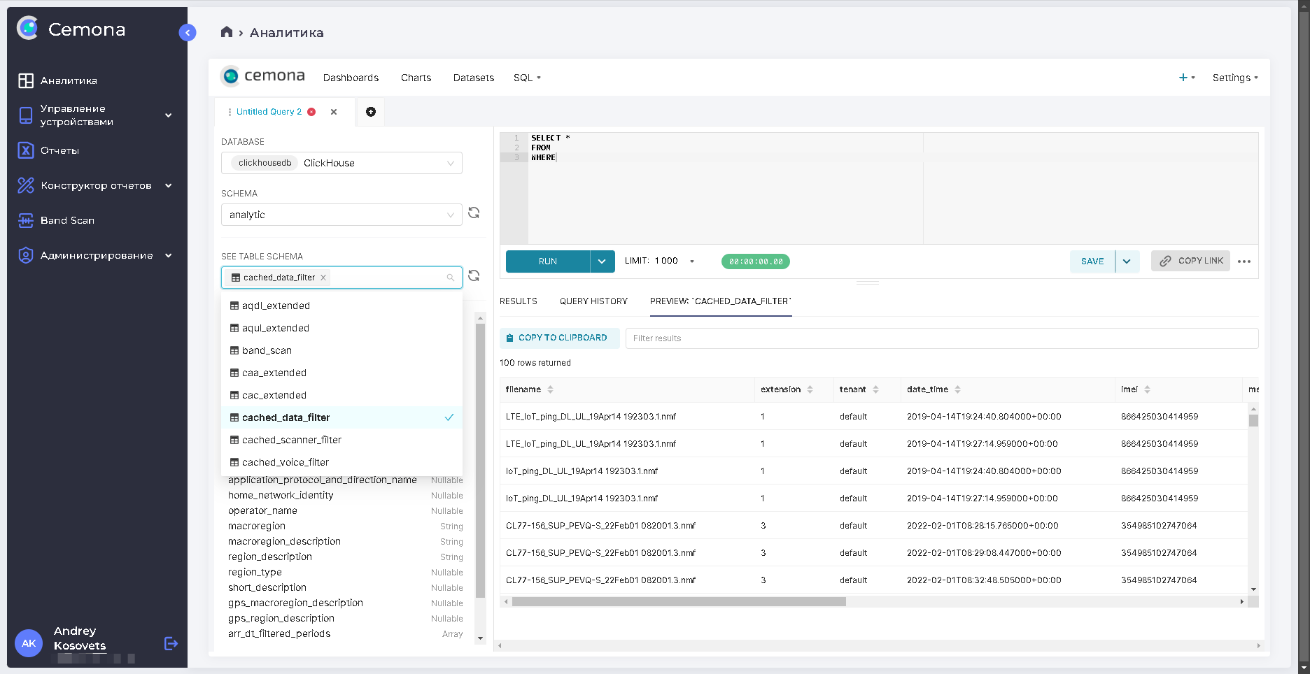 Рис.4.6. Окно работы с SQL запросами