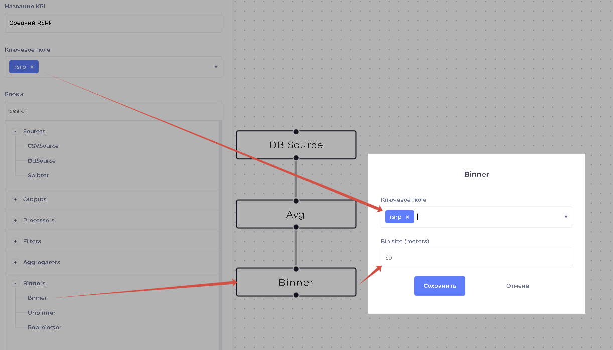 Рис.7.10 Настройки блока "Binner"